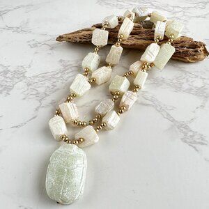 Carved Scarab Jade Necklace